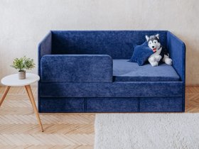 Диван-кровать Happy (синий) в Кольцово - kolcovo.mebel-nsk.ru | фото