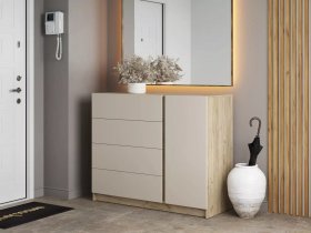 Комод Бостон  КМ-001 (дуб крафт серый/кашемир) в Кольцово - kolcovo.mebel-nsk.ru | фото
