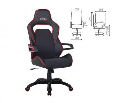 Кресло компьютерное BRABIX Nitro GM-001, ткань, экокожа, черное, вставки красные в Кольцово - kolcovo.mebel-nsk.ru | фото