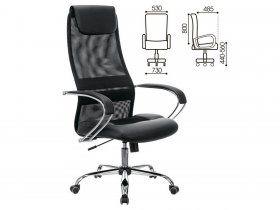 Кресло офисное BRABIX PREMIUM Stalker EX-608 CH, хром, ткань-сетка/кожзам, черное в Кольцово - kolcovo.mebel-nsk.ru | фото
