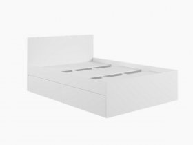 Кровать двуспальная с ящиками 1,4м Мадера-М1400 (белый) в Кольцово - kolcovo.mebel-nsk.ru | фото