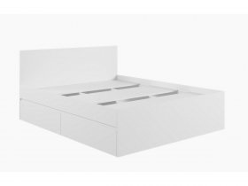 Кровать двуспальная с ящиками 1,6м Мадера-М1600 (белый) в Кольцово - kolcovo.mebel-nsk.ru | фото
