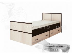 Кровать односпальная с ящиками 0,9м Сакура (BTS) в Кольцово - kolcovo.mebel-nsk.ru | фото