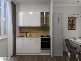 Кухонный гарнитур МДФ Выгодно и точка 1,5 м (белый глянец) в Кольцово - kolcovo.mebel-nsk.ru | фото
