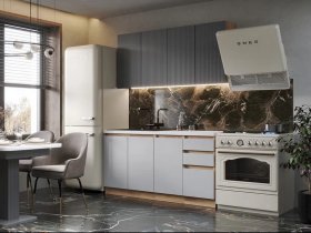 Кухонный гарнитур Ника 1,6 м (графит/серый софт) в Кольцово - kolcovo.mebel-nsk.ru | фото
