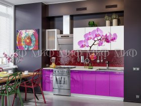 Кухонный гарнитур Орхидея (фиолетовый) в Кольцово - kolcovo.mebel-nsk.ru | фото