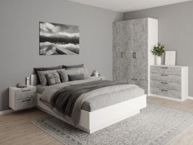 Модульная спальня Гамма (белый/цемент) в Кольцово - kolcovo.mebel-nsk.ru | фото