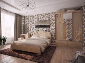 Модульная спальня Виктория-1 (дуб сонома) в Кольцово - kolcovo.mebel-nsk.ru | фото