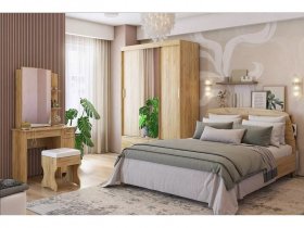 Модульная спальня Виктория-1 (дуб крафт золотой) в Кольцово - kolcovo.mebel-nsk.ru | фото