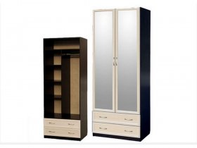 Шкаф двухстворчатый с ящиками с 2-мя зеркалами  (профиль МДФ) в Кольцово - kolcovo.mebel-nsk.ru | фото