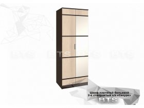 Шкаф двухстворчатый с зеркалом платяной-бельевой Сакура (BTS) в Кольцово - kolcovo.mebel-nsk.ru | фото