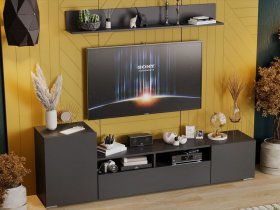 Стенка «Сильвия» (графит серый) в Кольцово - kolcovo.mebel-nsk.ru | фото