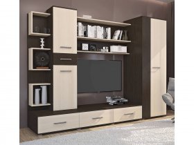 Стенка Верона (дуб венге/дуб молочный) в Кольцово - kolcovo.mebel-nsk.ru | фото