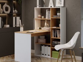 Стол письменный тип 16 (дуб крафт золотой/белый ясень) в Кольцово - kolcovo.mebel-nsk.ru | фото