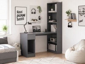 Стол письменный угловой «Лайт» 10.01 (темно-серый) в Кольцово - kolcovo.mebel-nsk.ru | фото