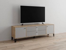 Тумба под ТВ Парус-10 (дуб крафт серый/серый) в Кольцово - kolcovo.mebel-nsk.ru | фото