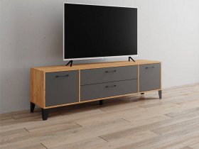 Тумба под ТВ Парус-13 (дуб крафт золотой/графит серый) в Кольцово - kolcovo.mebel-nsk.ru | фото